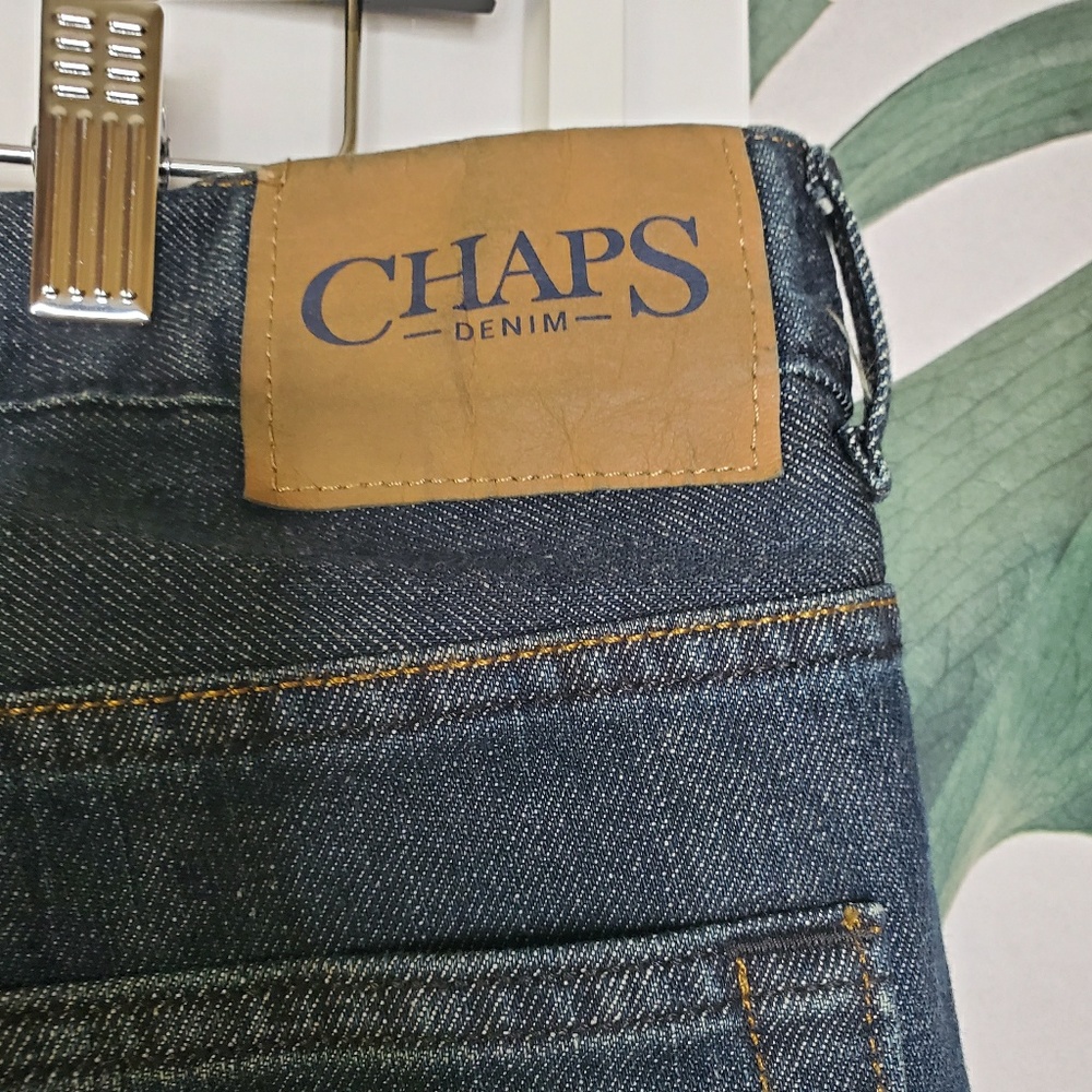 Chaps Denim Mens Straight Leg Jeans Dark Wash NEW - Picture 3 of 7